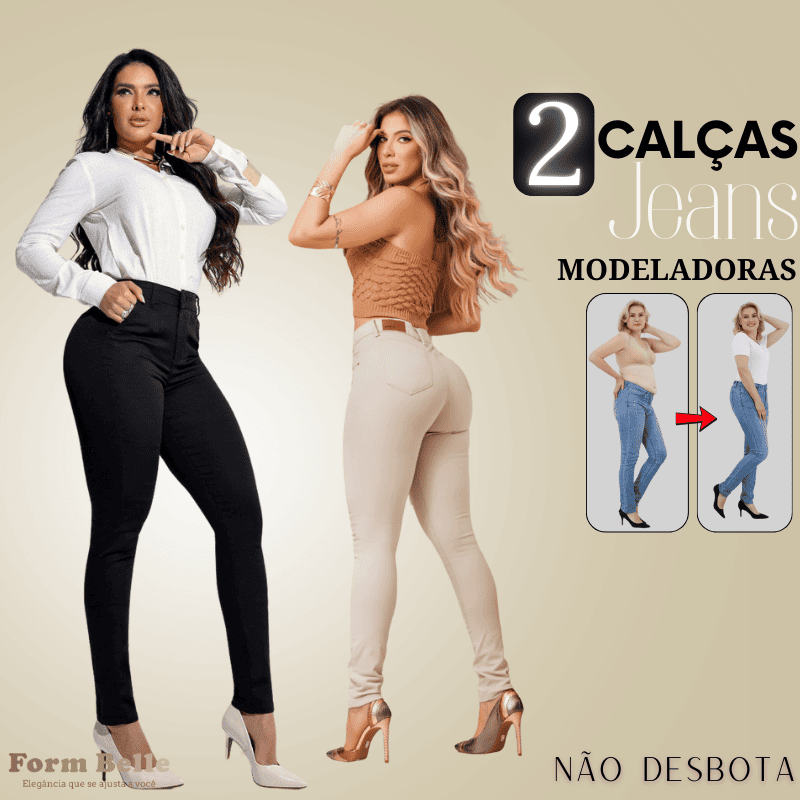 [KIT 2 CALÇAS] BelleJeans | Calça Jeans Modeladora  - Cós Alto que Modela