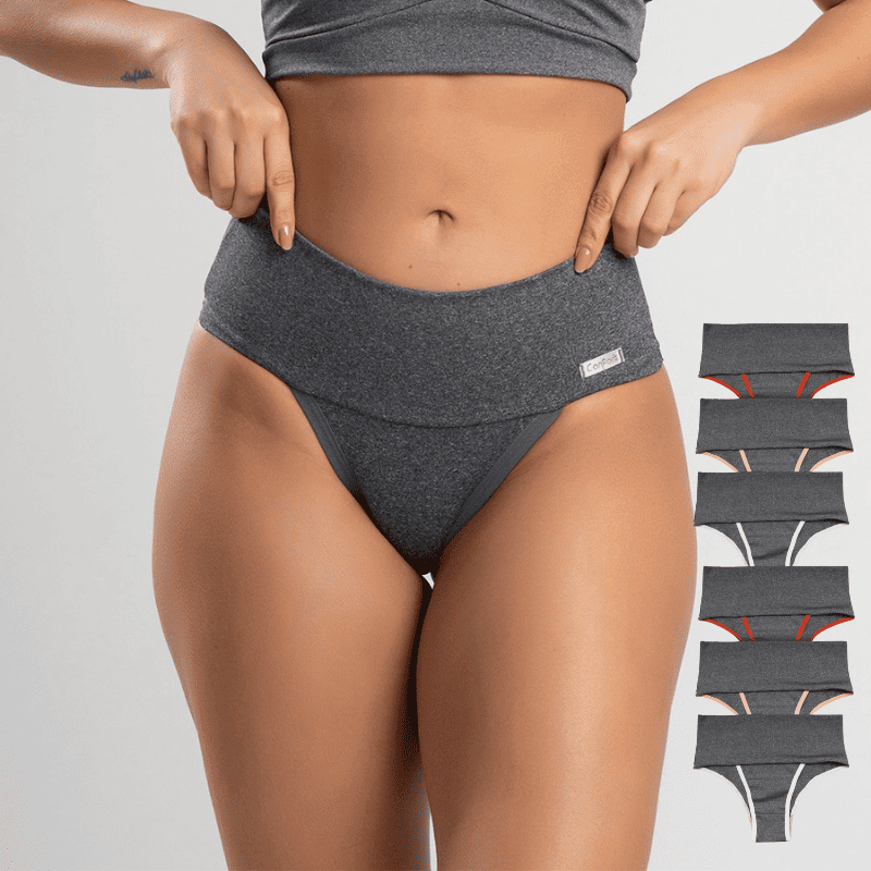Kit Calcinhas Cintura Alta FitBelle [A Prova de Vazamentos]