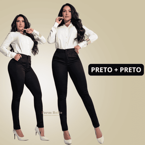 [KIT 2 CALÇAS] BelleJeans | Calça Jeans Modeladora  - Cós Alto que Modela