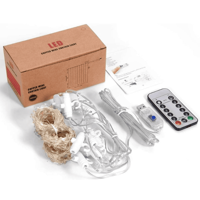 Cortina de LED Natalina 300 Luzes – 8 Efeitos Mágicos de Iluminação