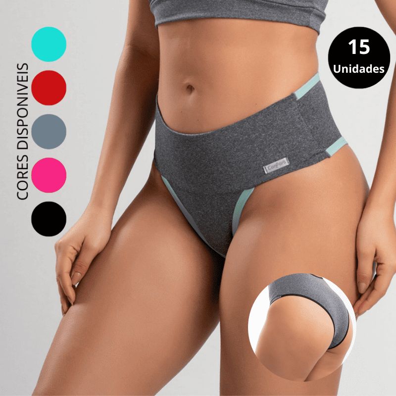 Kit Calcinhas Cintura Alta FitBelle [A Prova de Vazamentos]