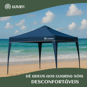 Tenda Gazebo Sanfonada Articulada Luvinco 3x3m Azul Impermeável Resistente Proteção Ao Ar Livre Camping Praia Eventos Montagem Prática Estrutura Resistente Durável
