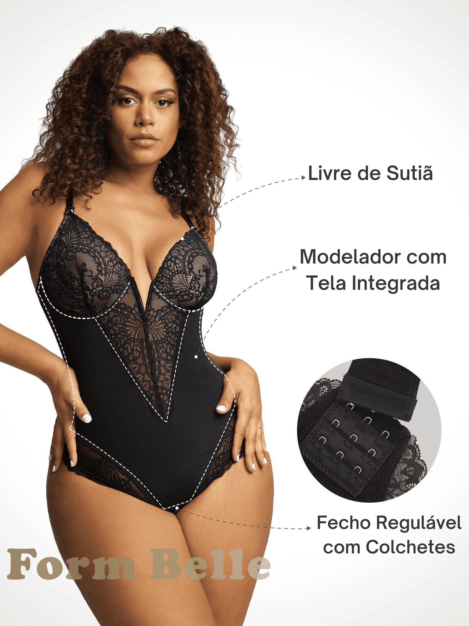 Body Modelador de Renda - FormShaper + [BRINDE EXCLUSIVO]