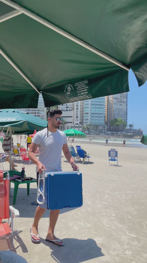 Caixa Termica 32 Litros 5 Em 1 Com Tampa Hermética E Rodinha - Azul